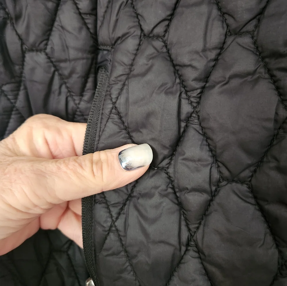 Free County Diamond Quilted Zip Up Black Puffer Vest M